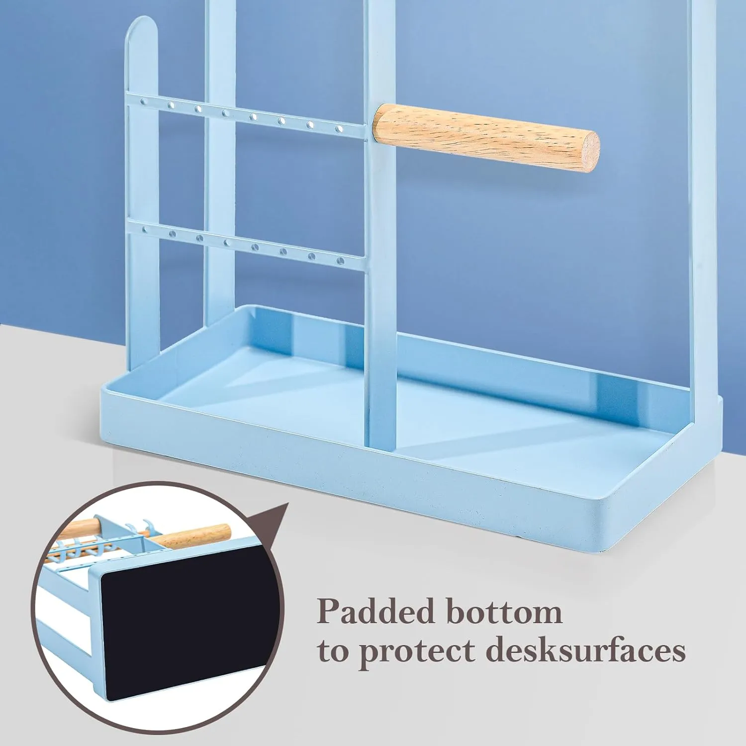 ProCase Jewelry Organizer Stand Holder, 4-Tier Necklace Organizer with Ring Tray, Small Cute Aesthetic Jewelry Tower Storage Rack Tree for Bracelets Earrings Rings - Blue