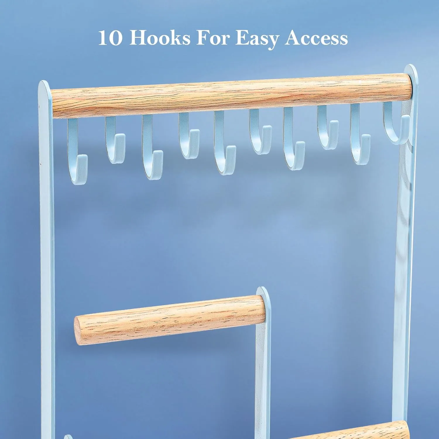 ProCase Jewelry Organizer Stand Holder, 4-Tier Necklace Organizer with Ring Tray, Small Cute Aesthetic Jewelry Tower Storage Rack Tree for Bracelets Earrings Rings - Blue