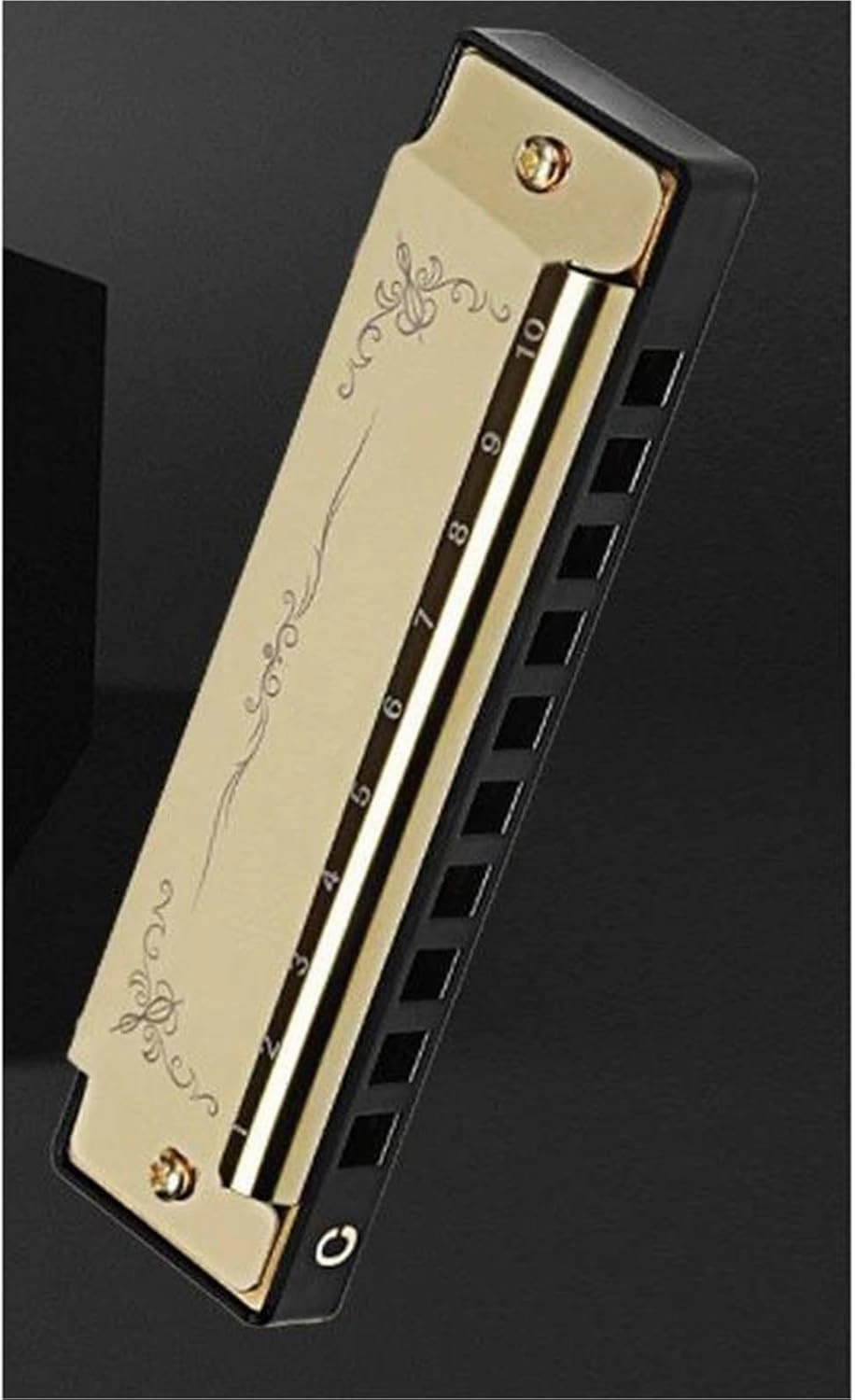 Professional Beginners Adults 10 Hole 20 Note Harmonica In C Key(Gold)