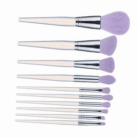 Professional Makeup Brushes Set 10pcs Acrylic Handles Ideal for Contouring Beauty Tools Natural Finish