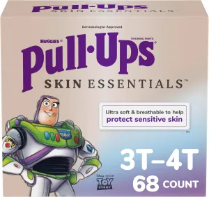 Pull-Ups Boys' Skin Essentials Potty Training Pants, Training Underwear, 3T-4T (32-40 lbs), 68 Ct