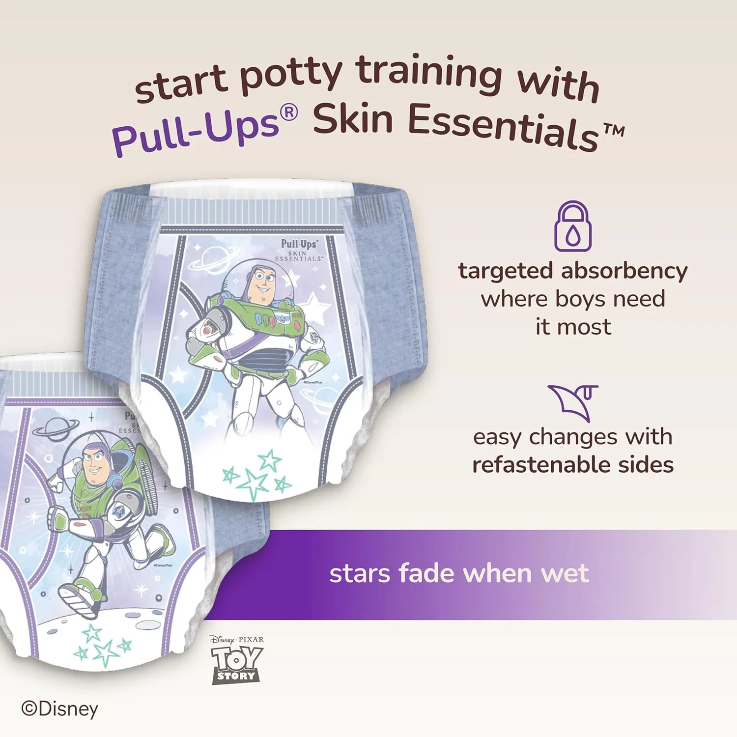 Pull-Ups Boys' Skin Essentials Potty Training Pants, Training Underwear, 3T-4T (32-40 lbs), 68 Ct