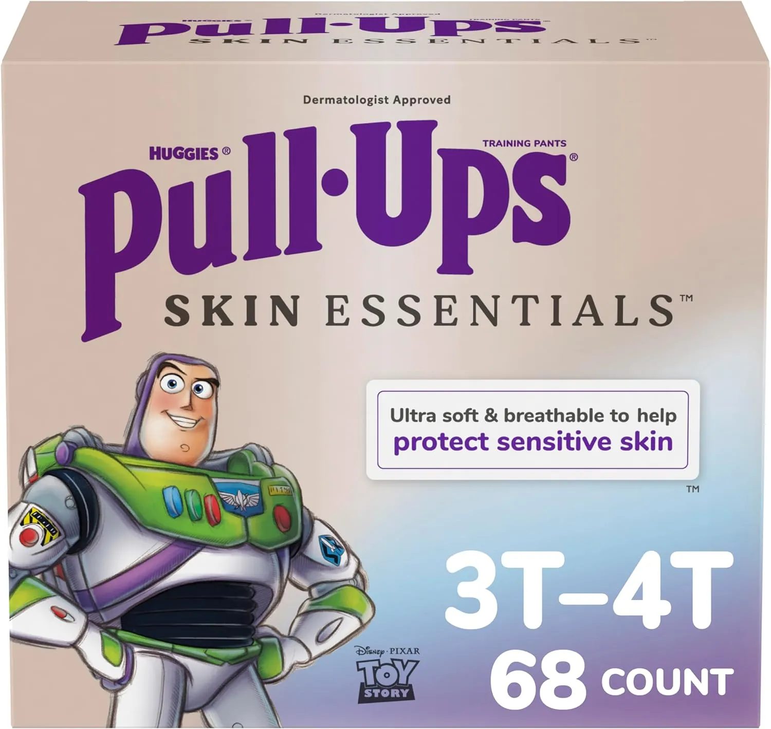 Pull-Ups Boys' Skin Essentials Potty Training Pants, Training Underwear, 3T-4T (32-40 lbs), 68 Ct