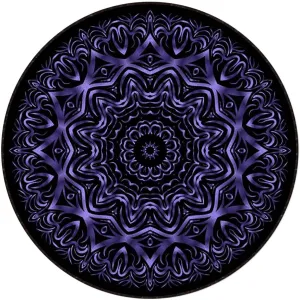 Purple Round Office & Gaming Chair Mat for Hardwood Floors, Mandala Boho Inspired Geometry Design Anti-Slip Computer Desk Protector, Durable Floor Mat, Floral Diameter 59 in
