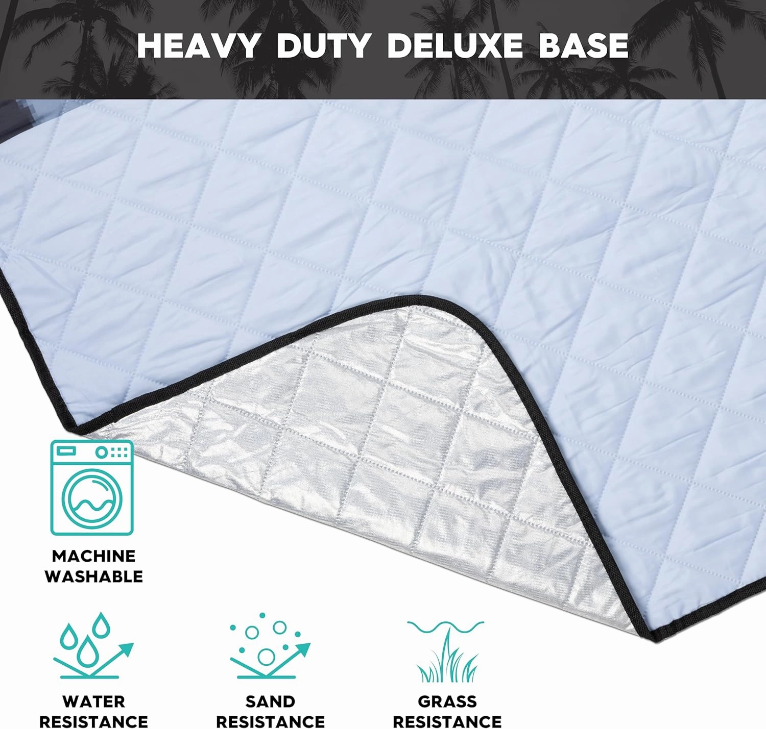 QUIKSILVER Sand-Free Beach Mat – Large Water-Resistant Outdoor Picnic Blanket, Lightweight Foldable Mat for Beach, Camping, Park, or Travel – Fits 4-6 People, Quick-Dry, Durable