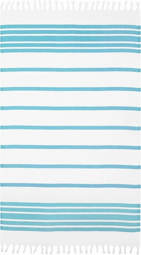 Radiant Pestemal 100% Turkish Cotton Striped Colorful Pestemal Towel 39 x 69 inches Multi Use for Table Cloths Beach Bathroom Spa Gym and Travel Sand Free Quick Dry and Compact (Turquoise)