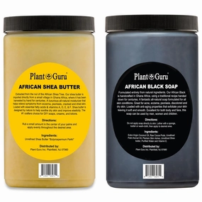 Raw African Shea Butter Yellow and Black Soap 2 lbs / 32 oz Each Bulk Combo Set Unrefined Grade A 100% Pure Natural From Ghana For Skin Body and Hair Growth. Aids Eczema, Psoriasis And Stretch Marks.