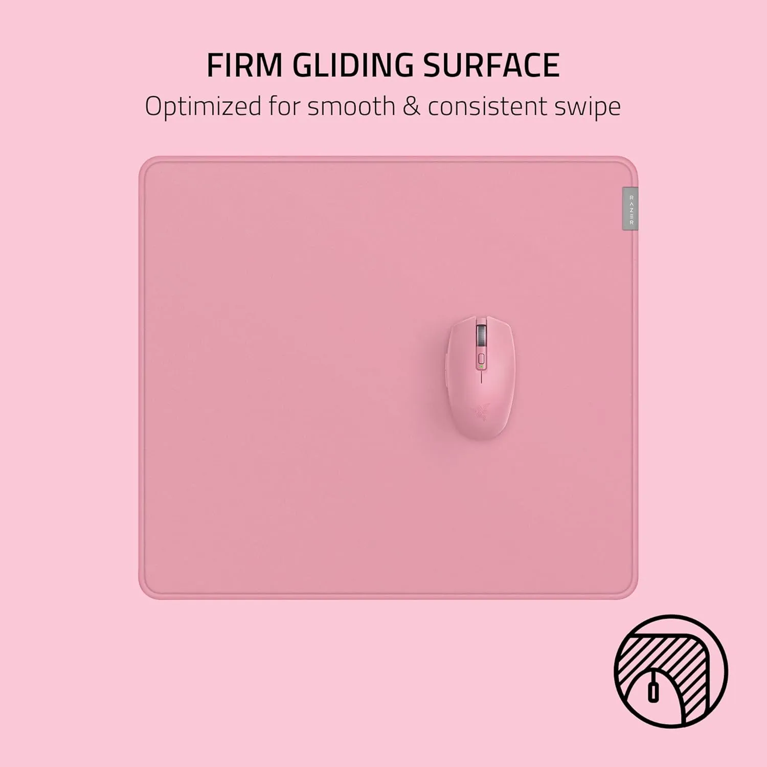 Razer Strider Hybrid Mouse Mat with a Soft Base & Smooth Glide: Firm Gliding Surface - Anti-Slip Base - Rollable & Portable - Anti-Fraying Stitched Edges - Water-Resistant - Large - Quartz Pink