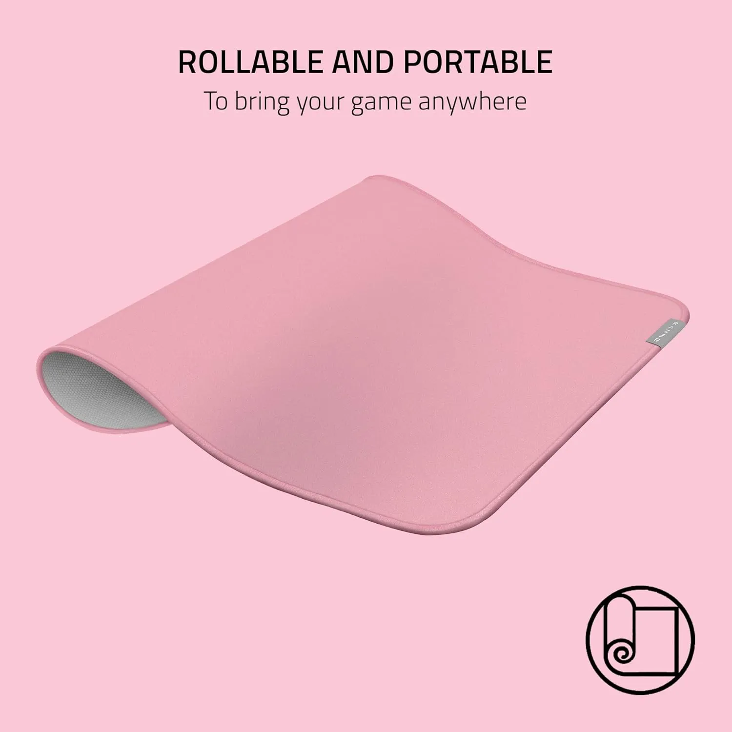 Razer Strider Hybrid Mouse Mat with a Soft Base & Smooth Glide: Firm Gliding Surface - Anti-Slip Base - Rollable & Portable - Anti-Fraying Stitched Edges - Water-Resistant - Large - Quartz Pink