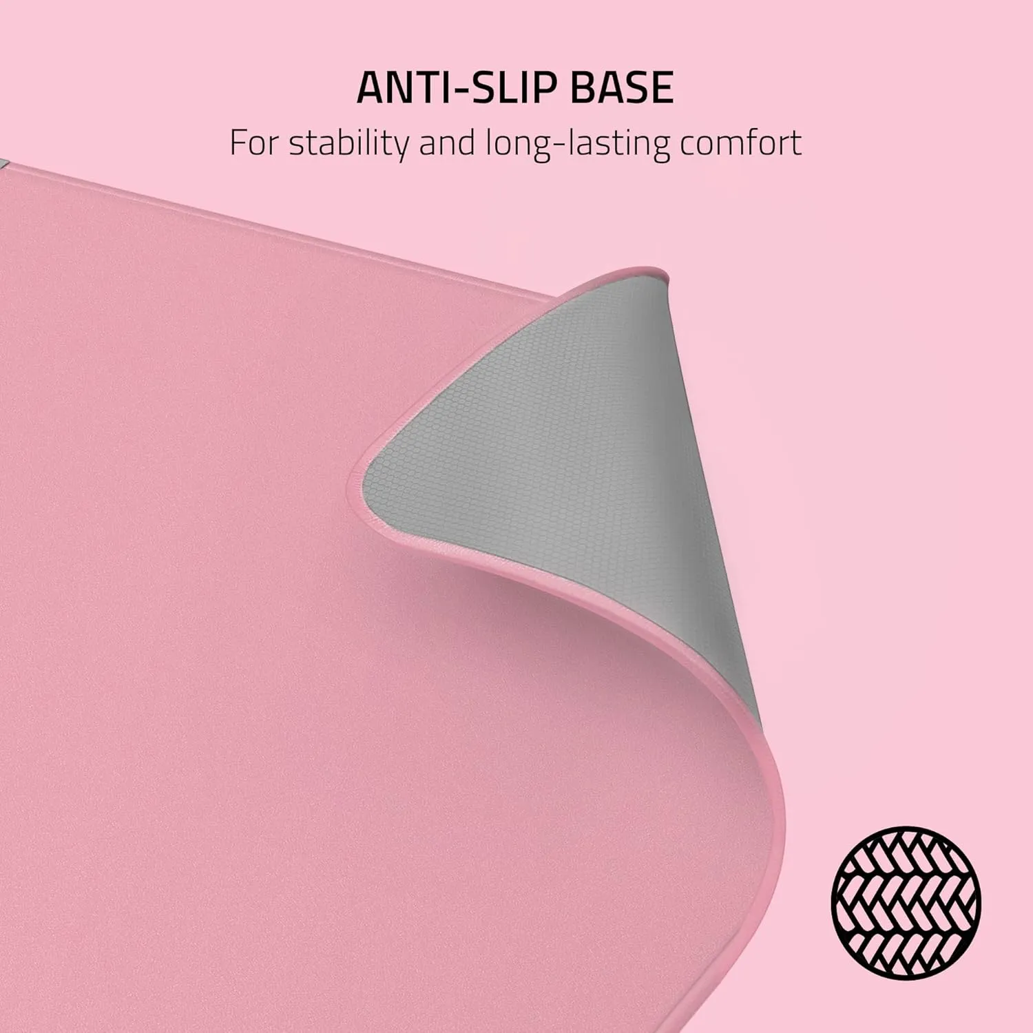 Razer Strider Hybrid Mouse Mat with a Soft Base & Smooth Glide: Firm Gliding Surface - Anti-Slip Base - Rollable & Portable - Anti-Fraying Stitched Edges - Water-Resistant - Large - Quartz Pink