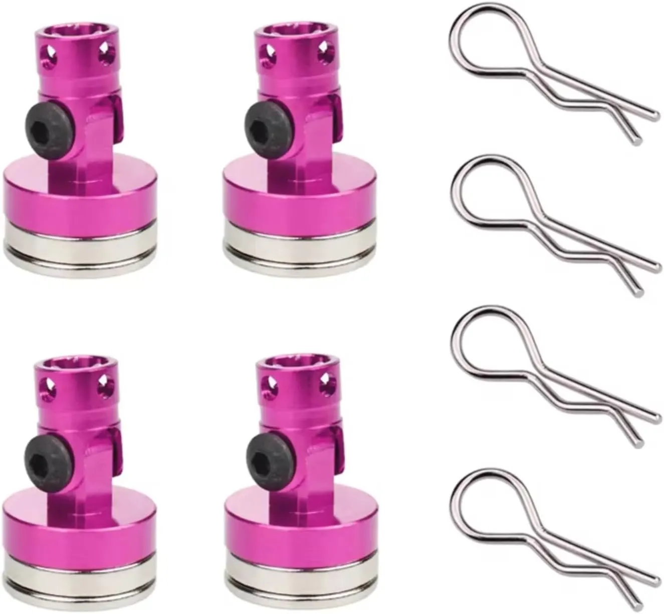 RC Car Accessories for Axial for SCX10 for Traxxas for TRX4 D90 D110 1/10 for HSP Drift for Sakura for Redcat 4pcs RC Car Body Posts Magnet Invisible Fixed Mount(Pink)