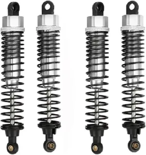 Rc Shock Absorber For HSP 106004 1/10 1:10 Scale 4pcs 98mm Aluminum Shock Absorbers Oil Damper RC Car Off-road DIY Parts Accessories Upgrade Replacement(Silver)