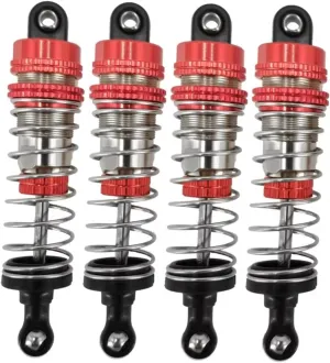 Rc Shock Absorber For MJX For Hyper Go H16H H16E H16P 16207 16208 16209 16210 74mm Upgrade Metal Shocks Damper Rc Car Replacement Spare Parts Replace Use(Red)