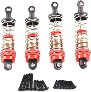 Rc Shock Absorber For SCY 1/16 For MJX H16H 14301 14210 1/16 1/12 1/14 75Mm 81Mm 1 Set RC Car Metal Shock Absorber Upgrade Parts Accessories Replacement(Red)