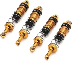 Rc Shock Absorber For SCY 16101 16102 16103 1/16 4pcs Metal Shock Absorber Damper RC Car Tracked Vehicle Parts And Accessories Upgrade Replacement And Use(Yellow)