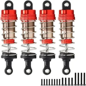 Rc Shock Absorber For Tamiya For WLtoys For Kyosho 1/12 1/14 1/16 4pcs Aluminum Damper 66mm 72mm Shock Absorber RC Car Parts And Accessories Replacement Use(Red-Silver,66mm)