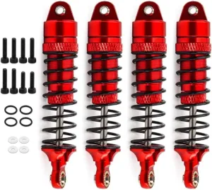 Rc Shock Absorber For Traxxas For Teton For Desert For Prerunner SST 1/18 4Pcs Metal Front And Rear Shock Absorber Damper RC Truck Car Parts Replacement Use(Red)