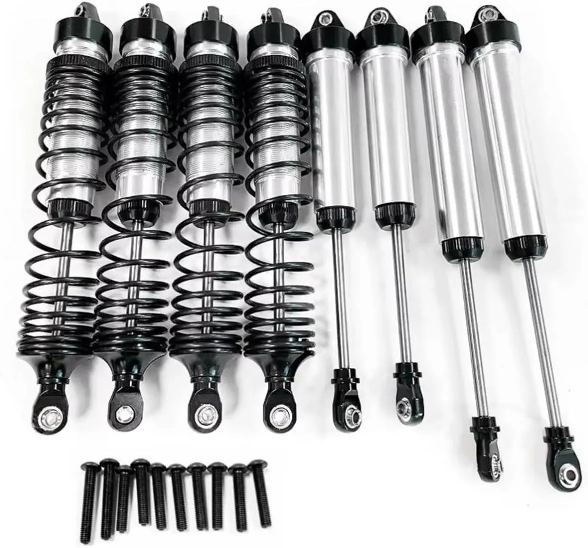 Rc Shock Absorber For Traxxas For UDR 1 8pcs Front Rear Shock Absorber Aluminum Alloy Smooth RC Car Parts Accessories Replacement Use(Black)