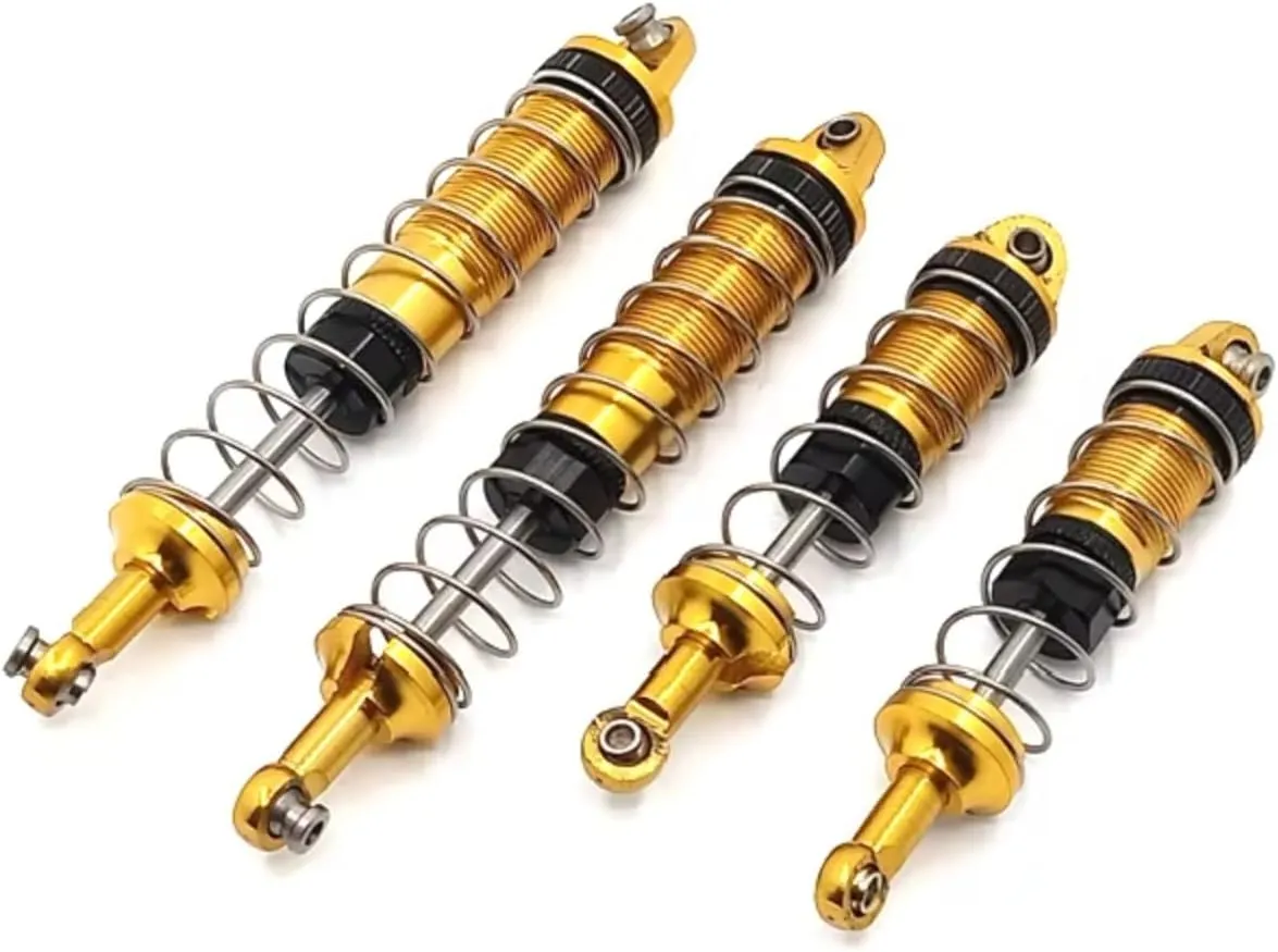 Rc Shock Absorber For WLtoys 12427 12428-A B 12429 12423 FY01 FY02 FY03 1/12 4pcs Metal Upgrade Hydraulic Front And Rear Shocks RC Car Parts Replacement Use(Yellow)