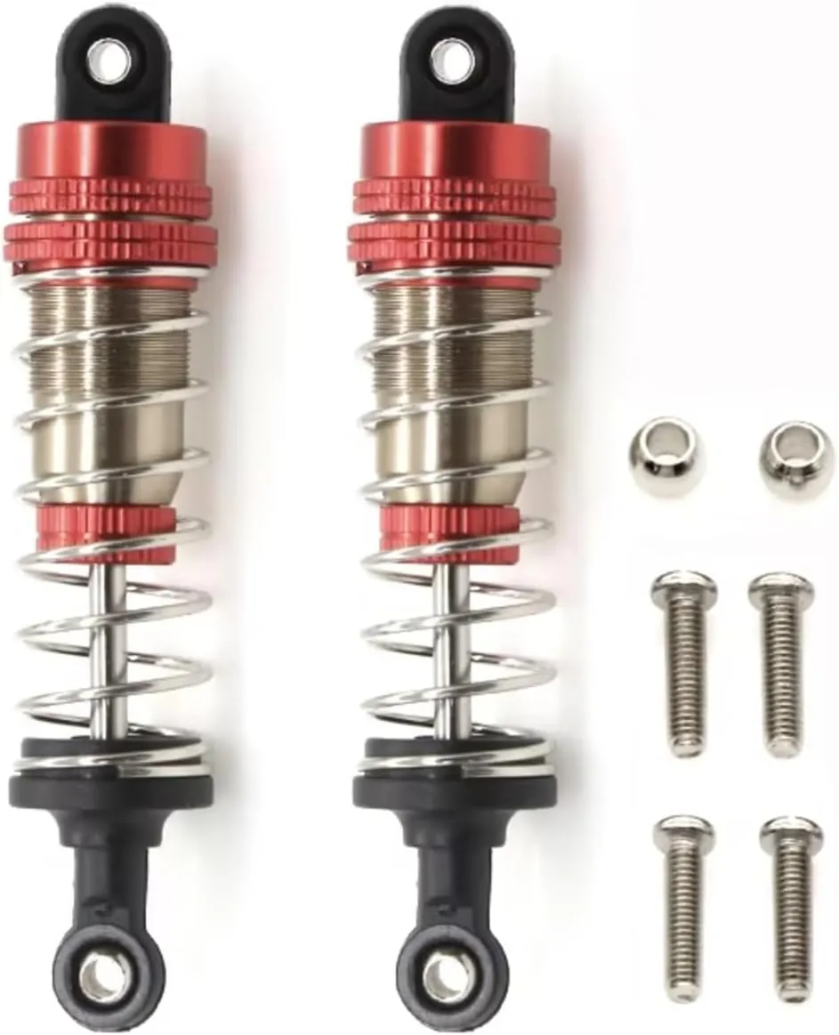 Rc Special Shock Absorber For WLtoys 144001 1/14 2pcs Metal Shock Absorber Damper Oil Filled Shocks Four-Wheel Drive RC Drift For Racing Car Parts Upgrade Replacement(Red)