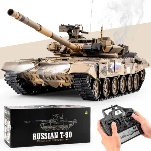 RC Tank Russian T-90 Main Battle Tank, 1/16 2.4ghz Remote Control Tank Vehicles Model with Sound & Light for Ages 14 