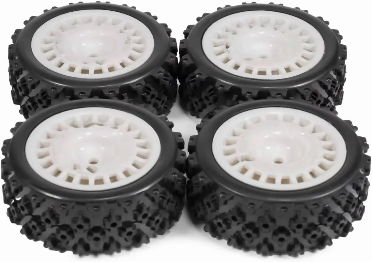 RC Car Upgrade Part for HPI for TT-01 for TT-02 XV-01 DF-03 TA06 PTG2 WR8 4Pcs 12mm Glued Rubber Tire Plastic Wheels Rim RC for Rally for Racing Car Upgrades Parts(White,B)