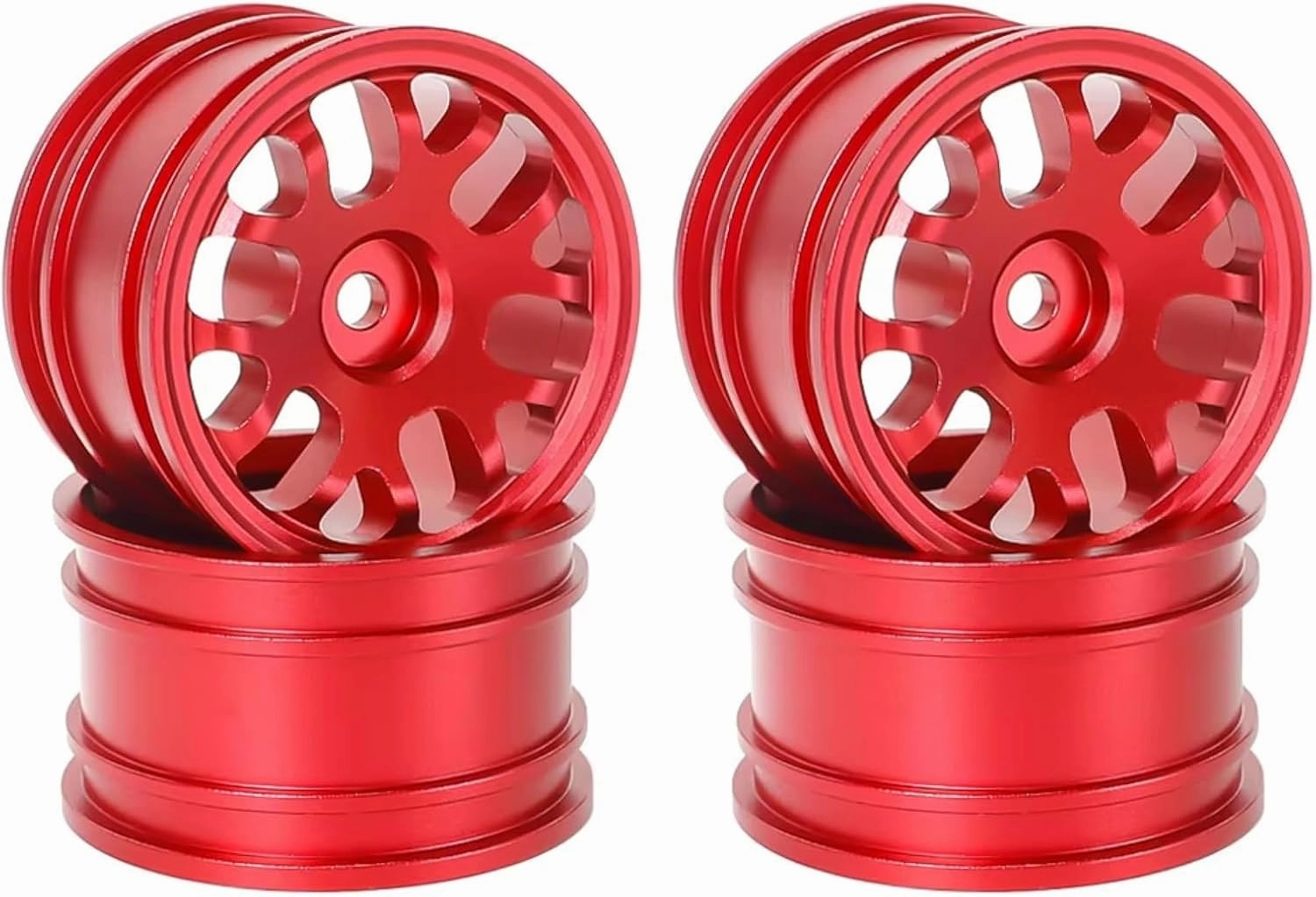 RC Car Upgrade Part for Tamiya M03 M04 M05 M06 M07 MB-01 XM-01 1/10 4pcs 42mm Metal Wheel Rim Wheel Hubs RC On-Road Drift for Racing Car Upgrade Parts(Red)