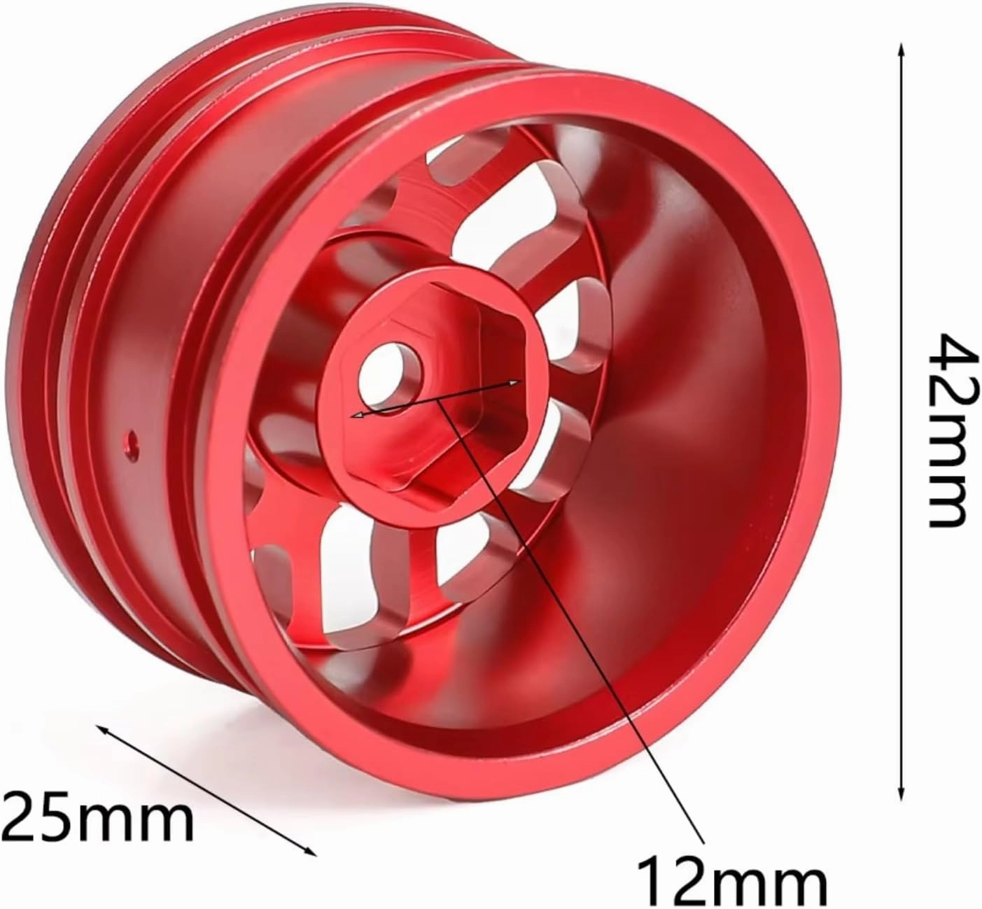 RC Car Upgrade Part for Tamiya M03 M04 M05 M06 M07 MB-01 XM-01 1/10 4pcs 42mm Metal Wheel Rim Wheel Hubs RC On-Road Drift for Racing Car Upgrade Parts(Red)
