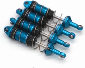 Rc Damper Shock Absorber For Mjx For Hyper Go 16207 16208 16209 16210 1/16 4pcs Metal Front And Rear Shock Absorber Rc Car Parts Accessories Replacement And Use(Blue)