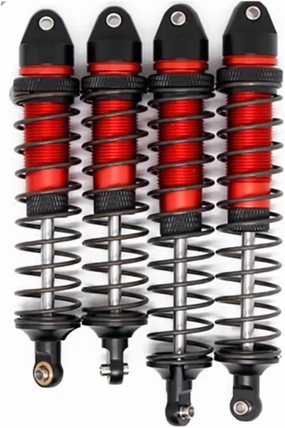 Rc Shock Absorber For Arrma For Senton For Typhon Big For Rock 1/10 4pcs Metal Shock Absorber Rc Car Tracked Vehicle Parts And Accessories Replacement Use(Red)