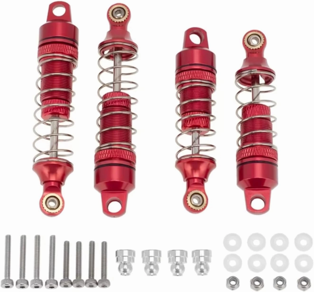 Rc Shock Absorber For Losi For Mini-T 2WD 1/18 4Pcs Metal Front & Rear Shock Absorber For Spring Dampers Red Rc Truck Parts And Accessories Replacement Use