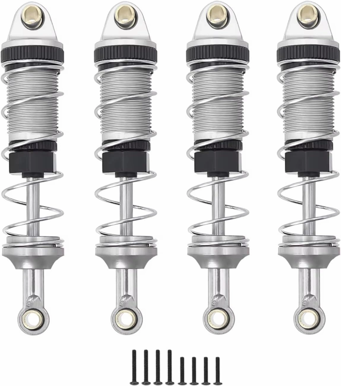 Rc Shock Absorber For MJX For Hyper Go 14301 14302 14303 1/14 Metal Front Rear Hydraulic Oil Shock Absorbers Hole To Hole 60MM RC Car Upgrade Part Replacement Use(Silver)