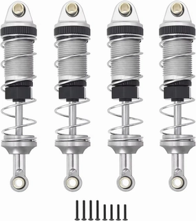 Rc Shock Absorber For MJX For Hyper Go 14301 14302 14303 1/14 Metal Front Rear Hydraulic Oil Shock Absorbers Hole To Hole 60MM RC Car Upgrade Part Replacement Use(Silver)
