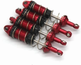 Rc Shock Absorber For MJX For Hyper Go H16H H16E H16P 16207 16208 16209 16210 1/16 4pcs Upgrade Metal Shocks Damper Crawler Car Replace Spare Parts Replace Use(Red)