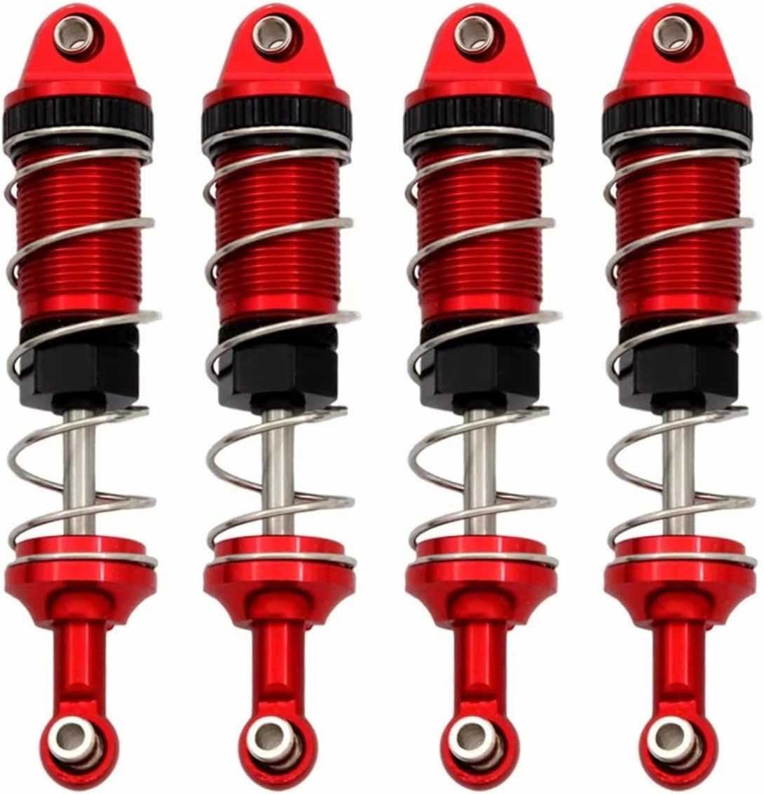 Rc Shock Absorber For MJX H16 16207 For WLtoys 144001 For MN128 MN86 MN86KS 1/16 1/12 4pcs Metal Shock Absorber Damper RC Car Upgrade Parts Replacement Use(Red)