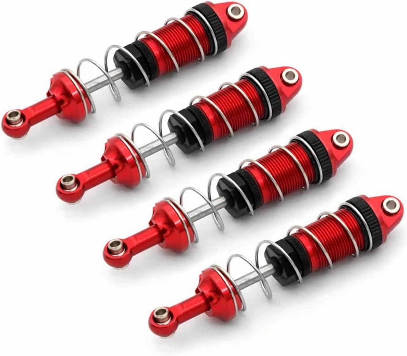 Rc Shock Absorber For MJX H16 16207 For WLtoys 144001 For MN128 MN86 MN86KS 1/16 1/12 4pcs Metal Shock Absorber Damper RC Car Upgrade Parts Replacement Use(Red)