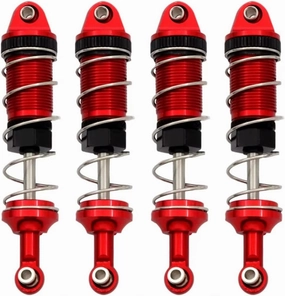 Rc Shock Absorber For MJX H16 16207 For WLtoys 144001 For MN128 MN86 MN86KS 1/16 1/12 4pcs Metal Shock Absorber Damper RC Car Upgrade Parts Replacement Use(Red)