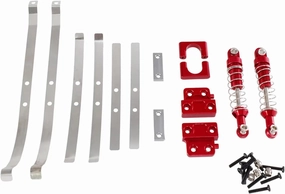 Rc Shock Absorber For MN 1/12 For MN82 LC79 1/12 Metal Rear Axle Fixing Parts Rear Shock Absorber For Spring Steel Plate RC Car Upgrade Parts Accessories Replacement(Red)