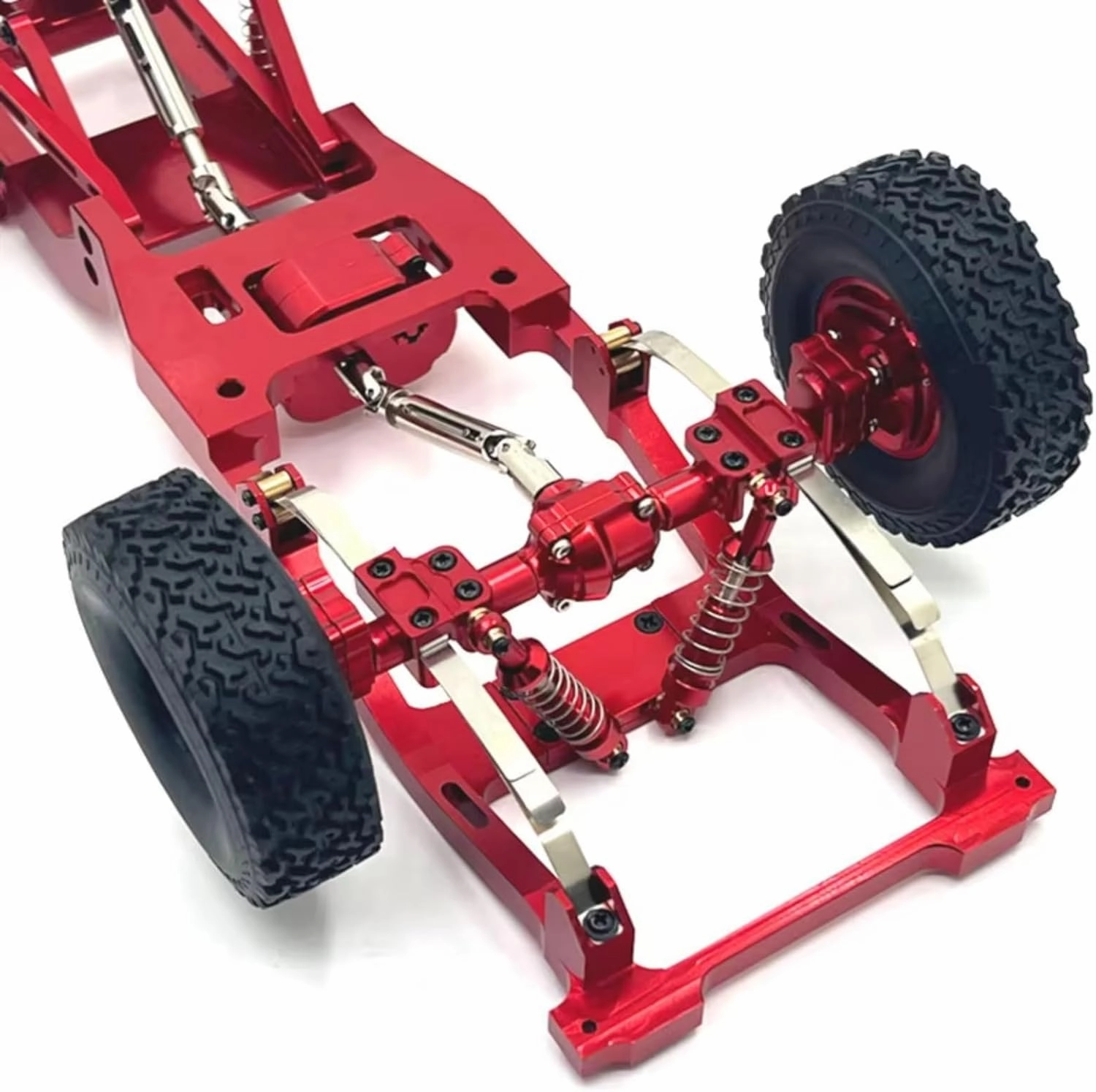 Rc Shock Absorber For MN 1/12 For MN82 LC79 1/12 Metal Rear Axle Fixing Parts Rear Shock Absorber For Spring Steel Plate RC Car Upgrade Parts Accessories Replacement(Red)