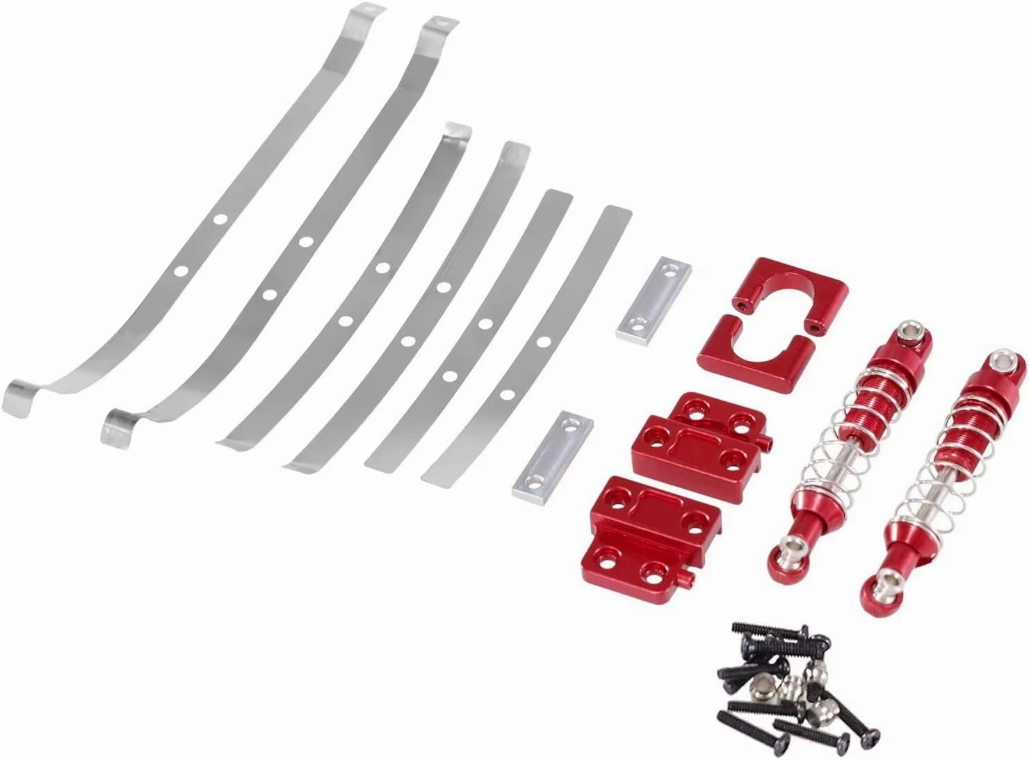 Rc Shock Absorber For MN 1/12 For MN82 LC79 1/12 Metal Rear Axle Fixing Parts Rear Shock Absorber For Spring Steel Plate RC Car Upgrade Parts Accessories Replacement(Red)