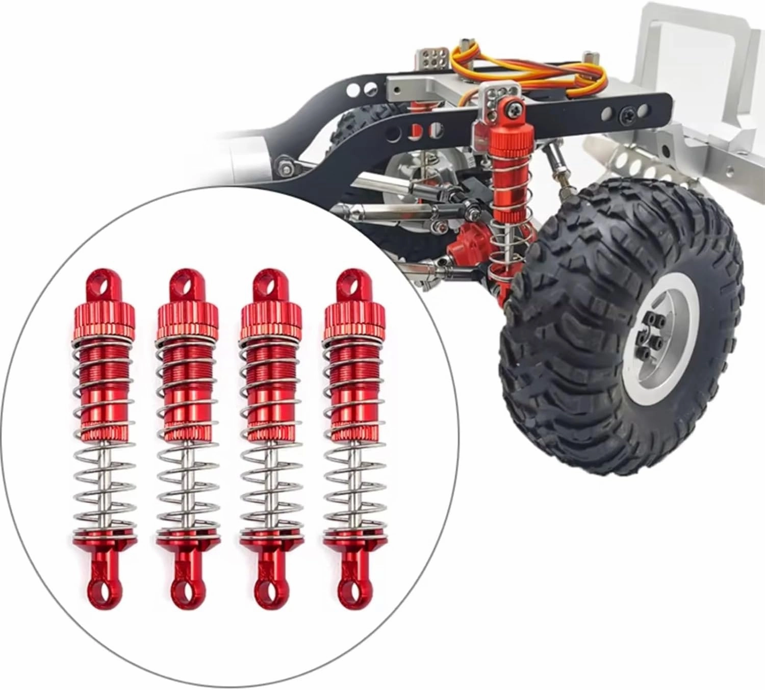 Rc Shock Absorber For MN D90 For MN-90 For MN99S For WPL C14 C24 C34 Metal Shock Absorber RC Car Tracked Vehicle Parts And Accessories Upgrade Replacement And Use(Red)