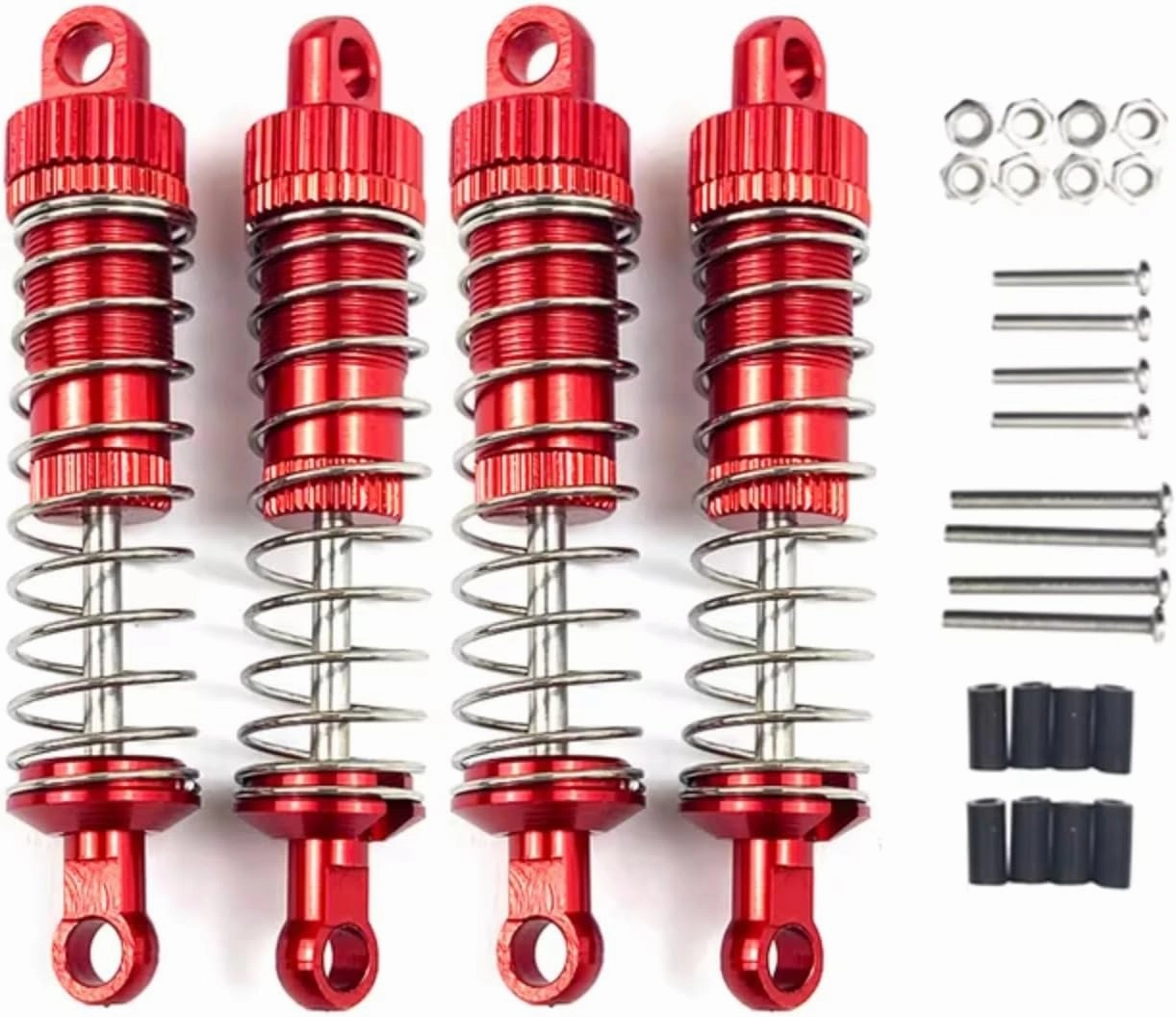 Rc Shock Absorber For MN D90 For MN-90 For MN99S For WPL C14 C24 C34 Metal Shock Absorber RC Car Tracked Vehicle Parts And Accessories Upgrade Replacement And Use(Red)
