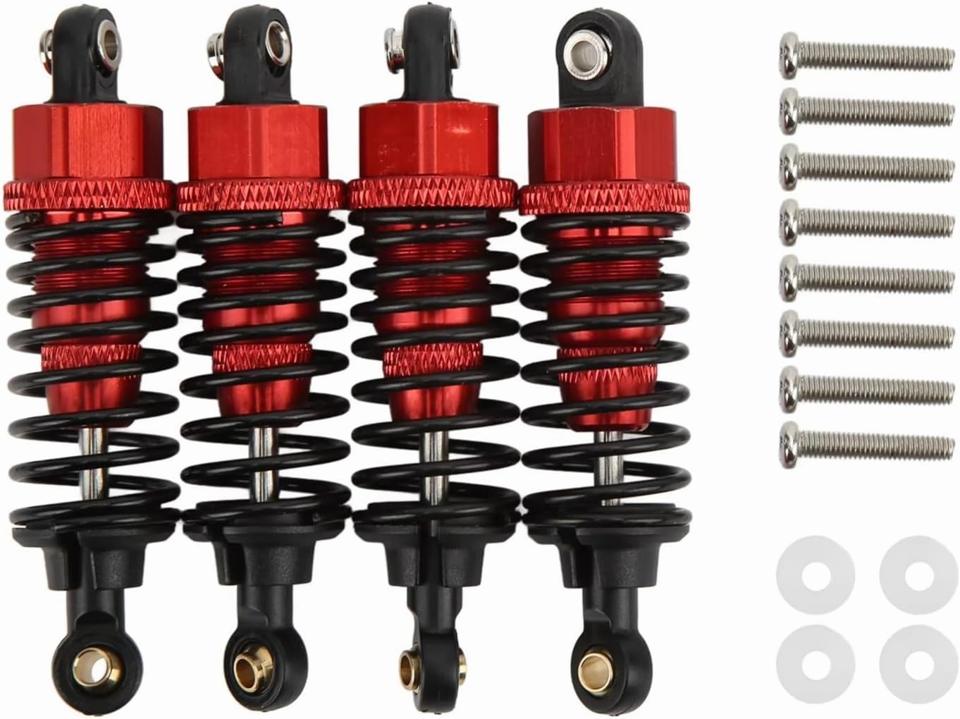 Rc Shock Absorber For Tamiya TT‑01 TT‑02 TA05 TL‑01 TA03 MF‑01X 4Pcs RC Shock Absorber RC Car Tracked Vehicle Parts And Accessories Upgrade Replacement Use(Red)