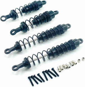 Rc Shock Absorber For WLtoys 12428 12423 0016 0017 1/12 4pcs Aluminum Front & Rear Shock Absorber RC Car Short Course Truck Parts Accessories Replacement And Use(Black)