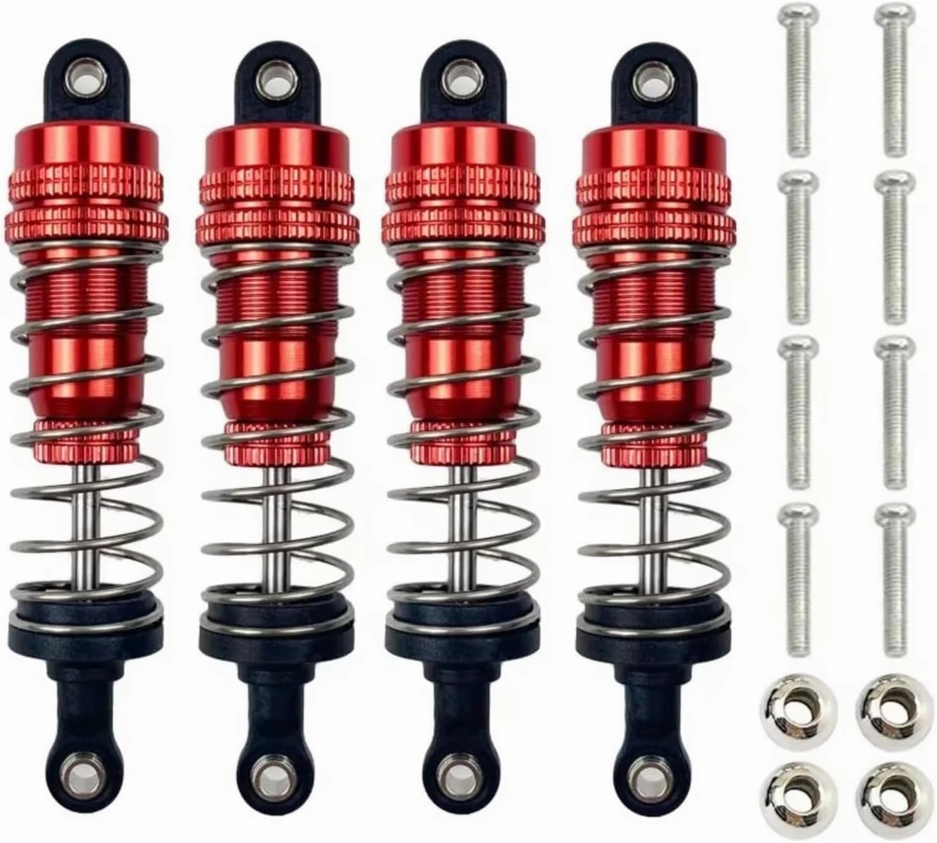 Rc Shock Absorber For WLtoys 144001 144002 144010 124007 124008 124016 124017 124018 1240190 4pcs Metal Oil Shock Absorber Damper RC Car Upgrade Parts Replacement(Red)