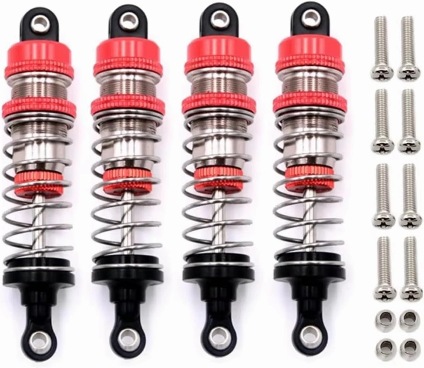 Rc Shock Absorber for WLtoys 144001 144010 124007 124016 124017 124018 1240190 4Pcs Metal Oil Shock Absorber Damper Red RC Car Parts Accessories Replacement Use