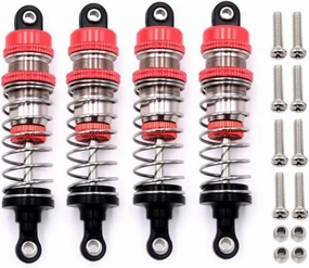Rc Shock Absorber for WLtoys 144001 144010 124007 124016 124017 124018 1240190 4Pcs Metal Oil Shock Absorber Damper Red RC Car Parts Accessories Replacement Use
