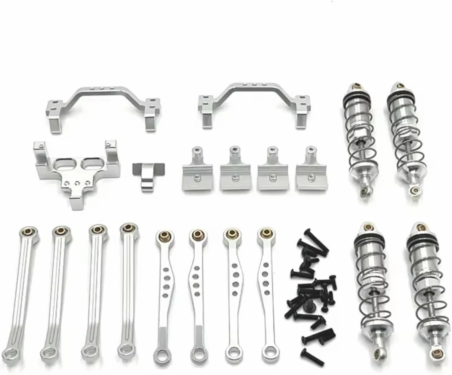 Rc Shock Absorber For WPL C64 C74-1 JA11 Shock Absorber Kits Rod Suspension Frame Servo Rod For Seat Suspension RC Car Parts And Accessories Upgrades Use(Silver)