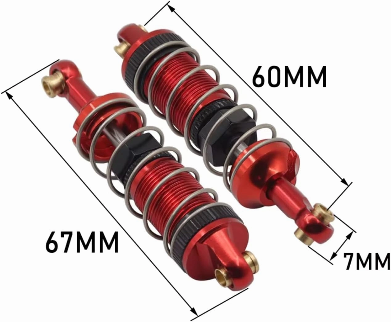 Rc Special Shock Absorber For MJX For Hyper Go 14301 14302 1/14 Metal Front And Rear Hydraulic Shock Absorbers Hole To Hole 60MM Rc Car Upgrade Parts Replacement Use(Red)