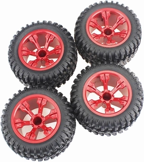 RC Tyre Set for Wltoys 12428 12423 12628 124019 144001 104001 for Feiyue FY-03 for JJRC Q46 Q40 Q39 1/12 RC Car Spare Parts Upgrade Large Tires(Red)